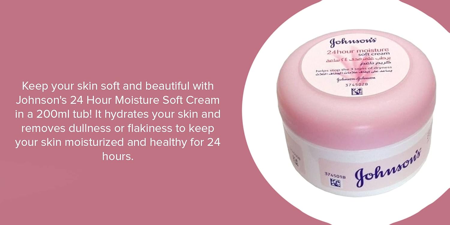 Johnson's 24 Hour Moisture Soft Cream (200 Ml) (Made In UAE)